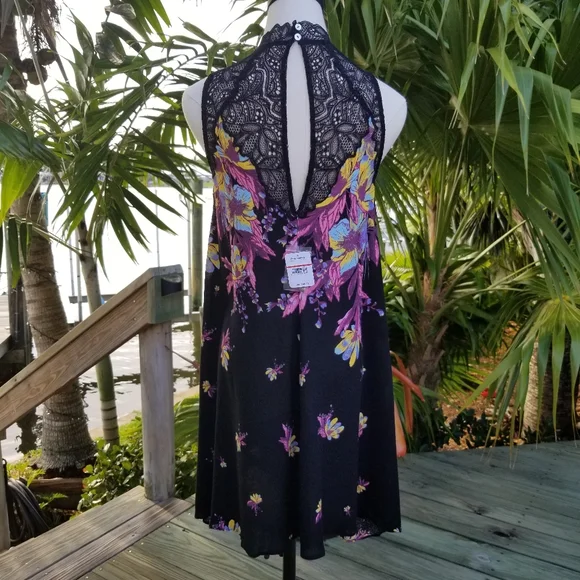 Free People Marsha Slip Dress Black Onyx  Combo Sz S NWT - Picture 7 of 16